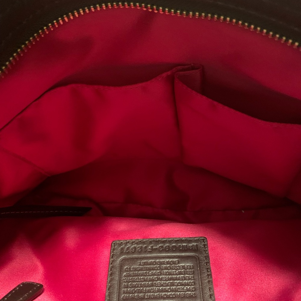 Coach Chocolate Leather Shoulder Bag with Gold Accents - Picture 5 of 12